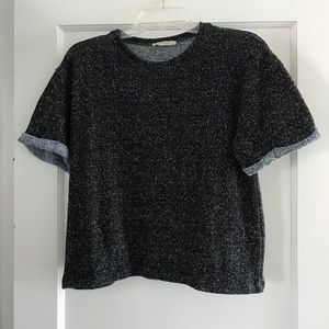 Zara Trafaluc Short Sleeve Sweater Black + Blue